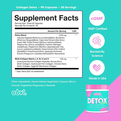 Obvi Detox Colon Cleanse Supplement | Promotes Digestive and Gut Health, Bloating Relief, Helps Remove Toxins | Immune Support with Milk Thistle, Psyllium Husk, Senna Leaf | 30 Servings