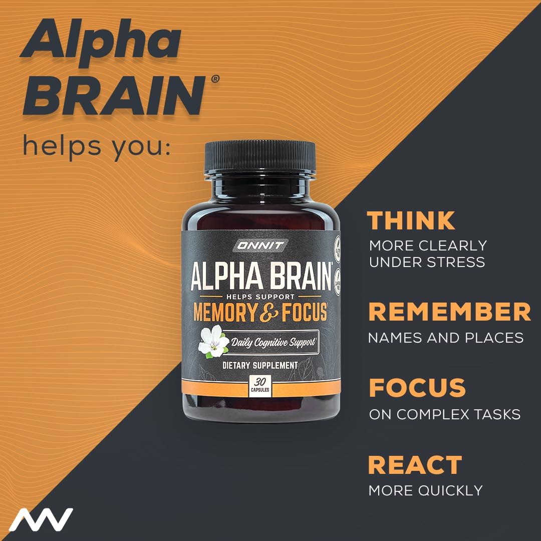 Alpha-Brain Cognitive Enhancement Nootropic Capsules - Memory Support, Mental Clarity & Focus - Brain Health Supplement with L-Theanine, Vitamin B6 & Phosphatidylserine - 90 Count