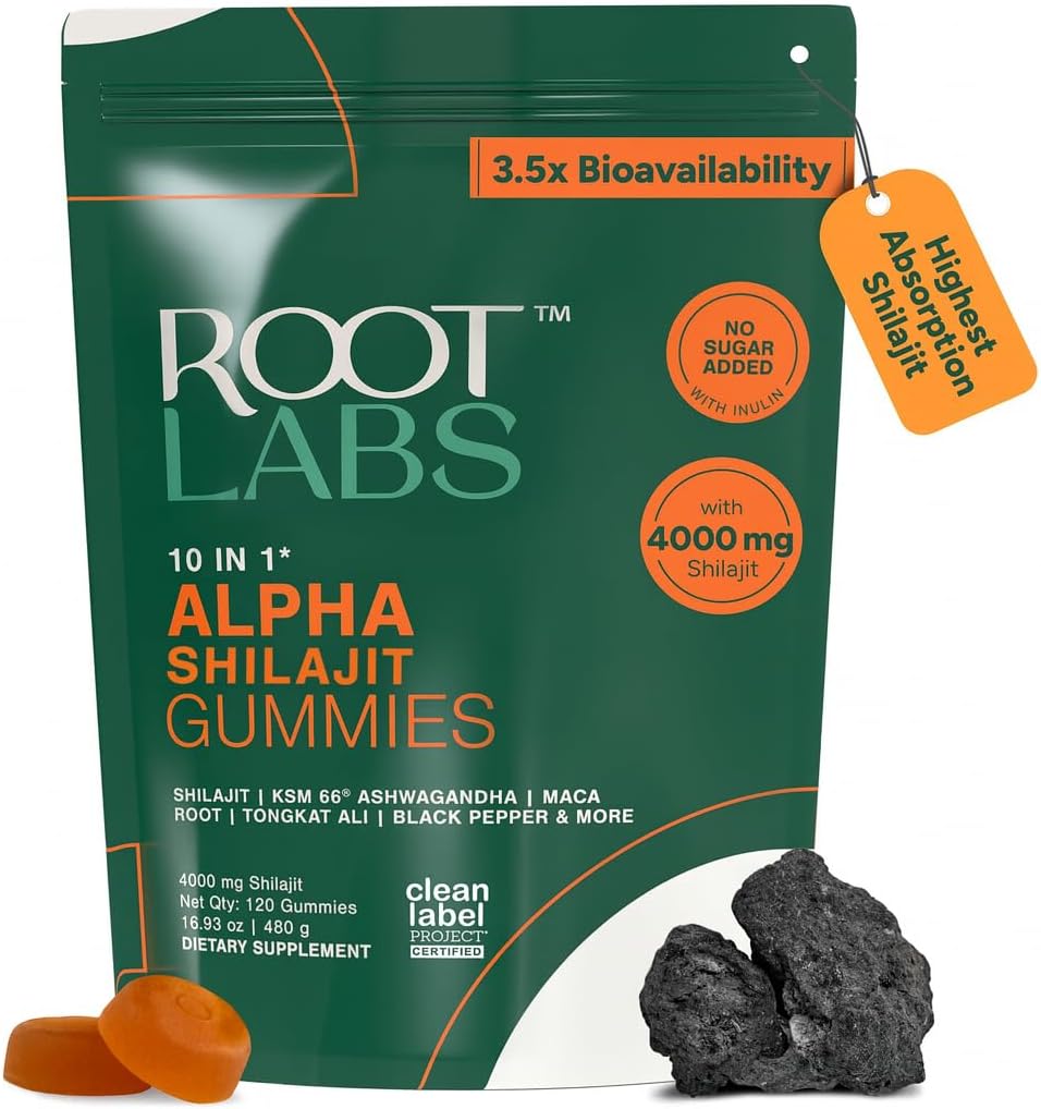 10-in-1 Alpha Shilajit Gummies | 4000 mg Pure Himalayan Shilajit, Tongkat Ali, Maca Root, 75% Fulvic Acid | ShilAbsorb Bioavailability Tech | Sugar-Free Vegan, 85+ Trace Minerals | 120 Pack