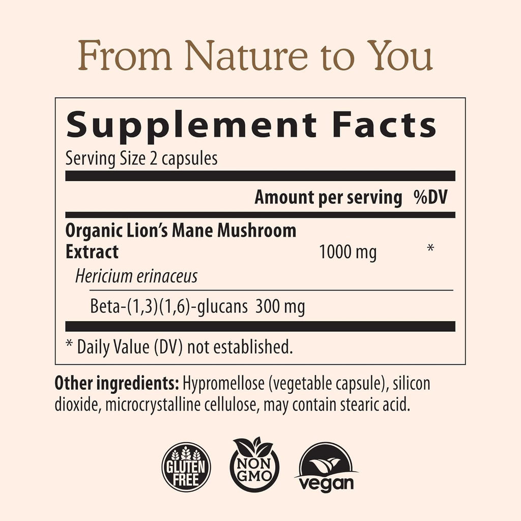 Real Mushrooms Lions Mane Supplement Capsules - Mushroom Supplement for Overall Wellness with Verified Beta Glucans – Non-GMO, Vegan Mushroom Supplements in 120 Capsules
