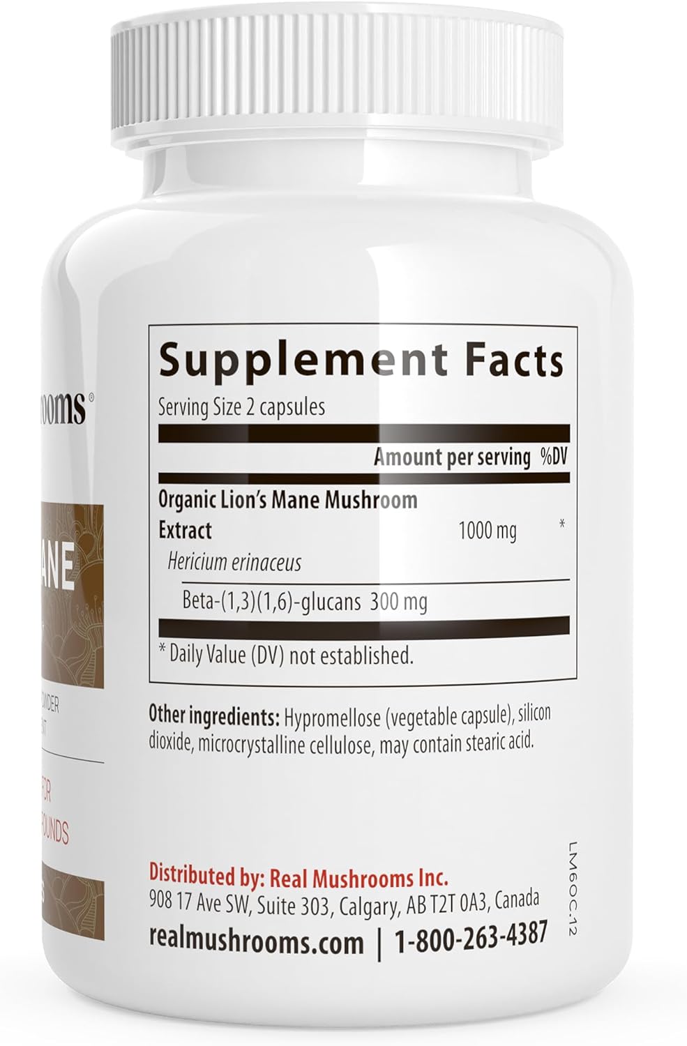 Real Mushrooms Lions Mane Supplement Capsules - Mushroom Supplement for Overall Wellness with Verified Beta Glucans – Non-GMO, Vegan Mushroom Supplements in 120 Capsules