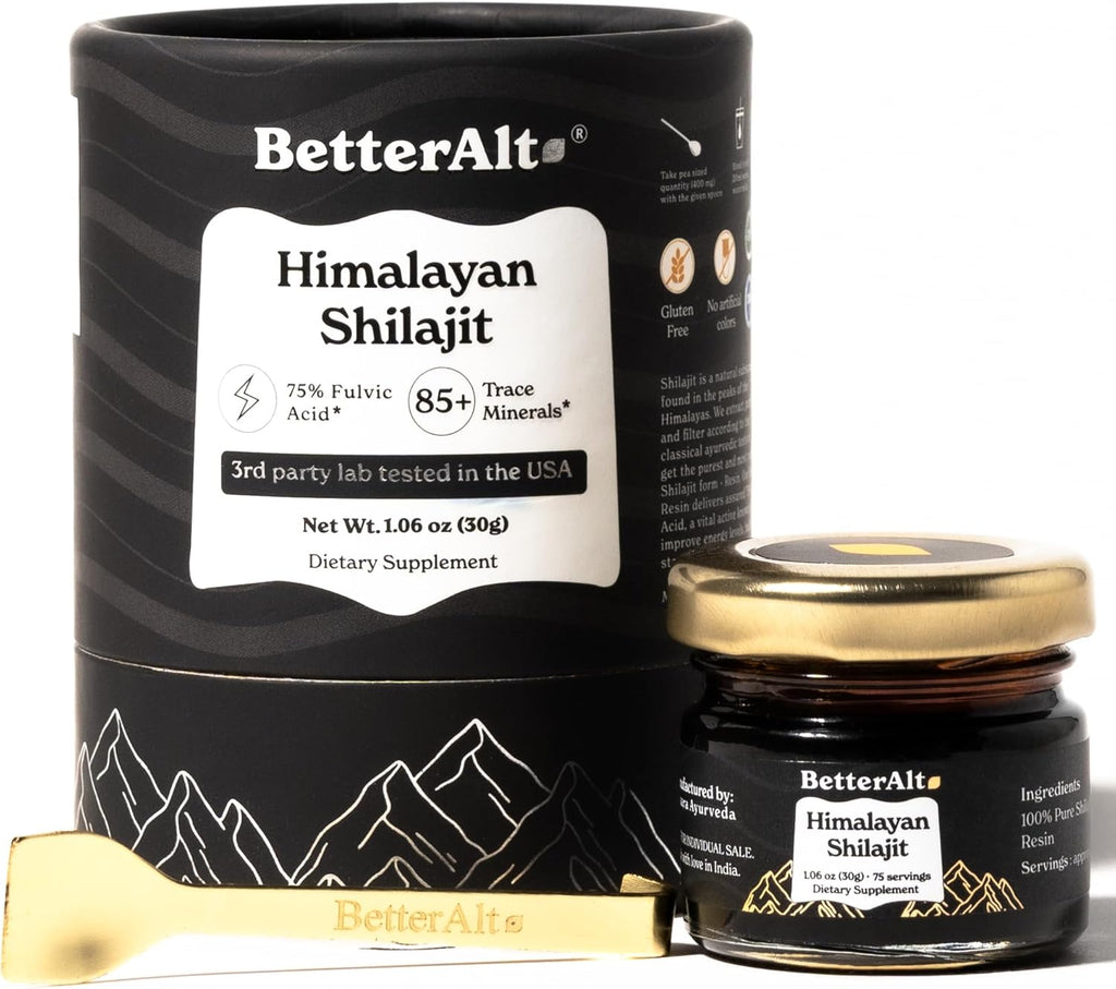 Better Alt Pure Himalayan Shilajit Resin Pack of 1 High Potency Gold Grade 150 Servings for Energy Boost & Immune Support, 85+ Trace Minerals, 75%+ Fulvic Acid, with Lab Test Report,400 mg
