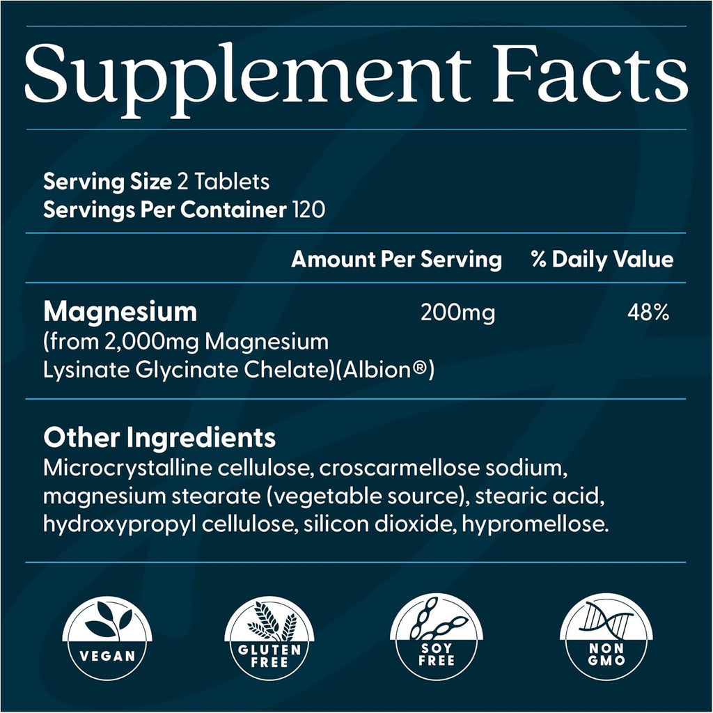 Doctor’s Best High Absorption Magnesium Glycinate Lysinate Supplement - 100% Chelated for Maximum Absorption - Magnesium for Sleep and Muscle Relaxation - 200 Mg Per Serving - 240 Tablets