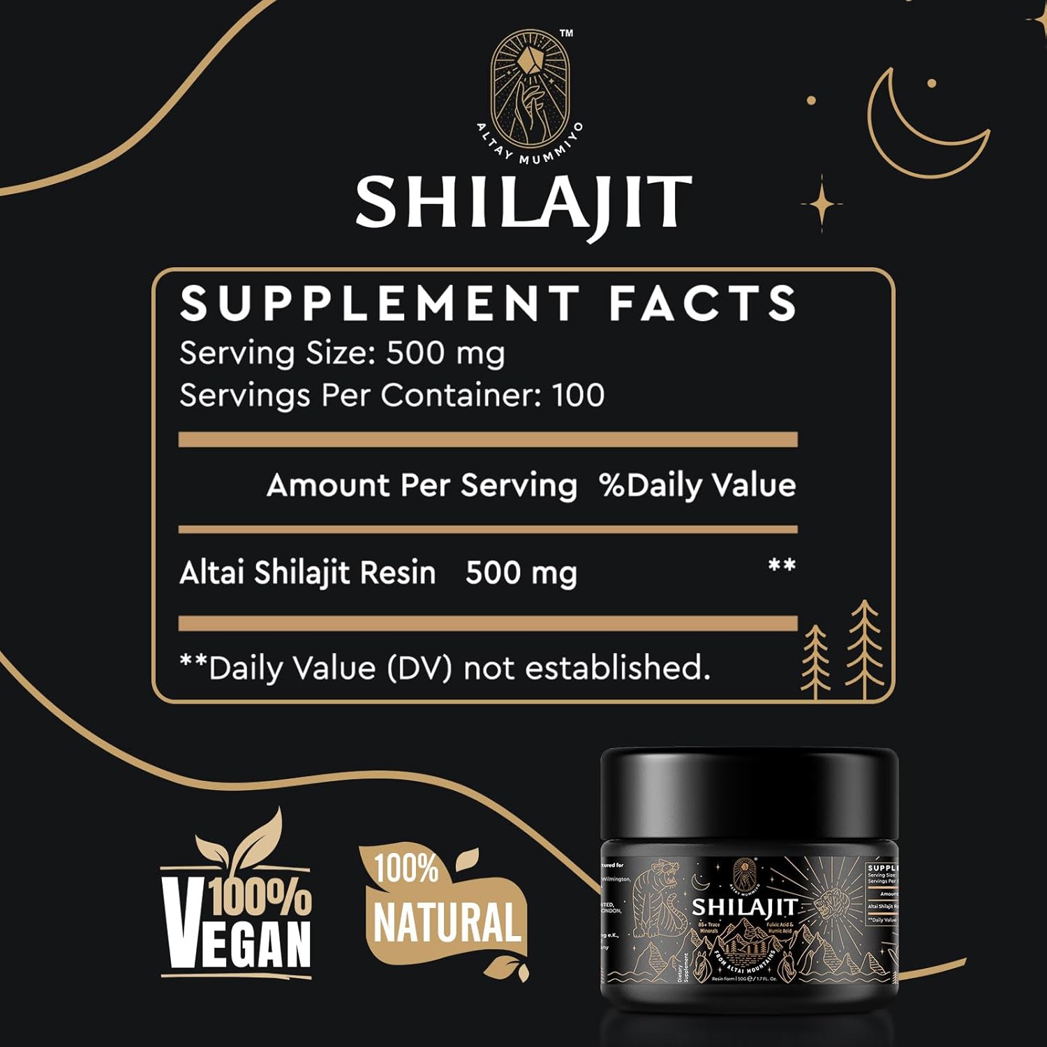 Shilajit Resin with Fulvic Acid & Trace Minerals, Original Siberian Shilajit Pure with 85+ Humic Acid Supplement Gel for Energy & Immune System - 100 Serving / 50g