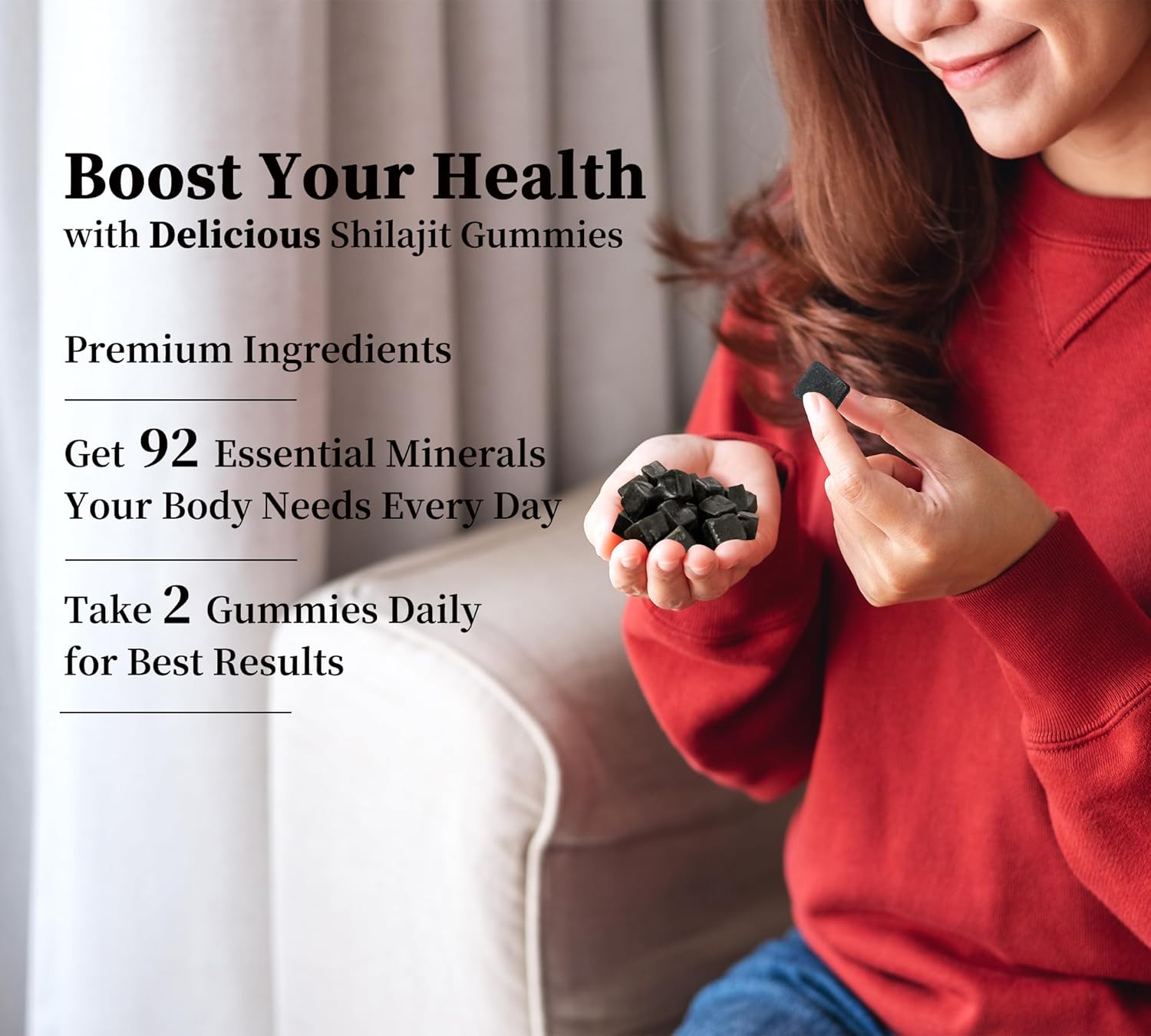 Shilajit Gummies with Ashwagandha, Seamoss, Turmeric - Organic, Zero Sugar & Vegan-Friendly Himalayan Shilajit for Men & Women - Energy, Calm Cosrtisol, Sleep, Immune Support & Overall Health