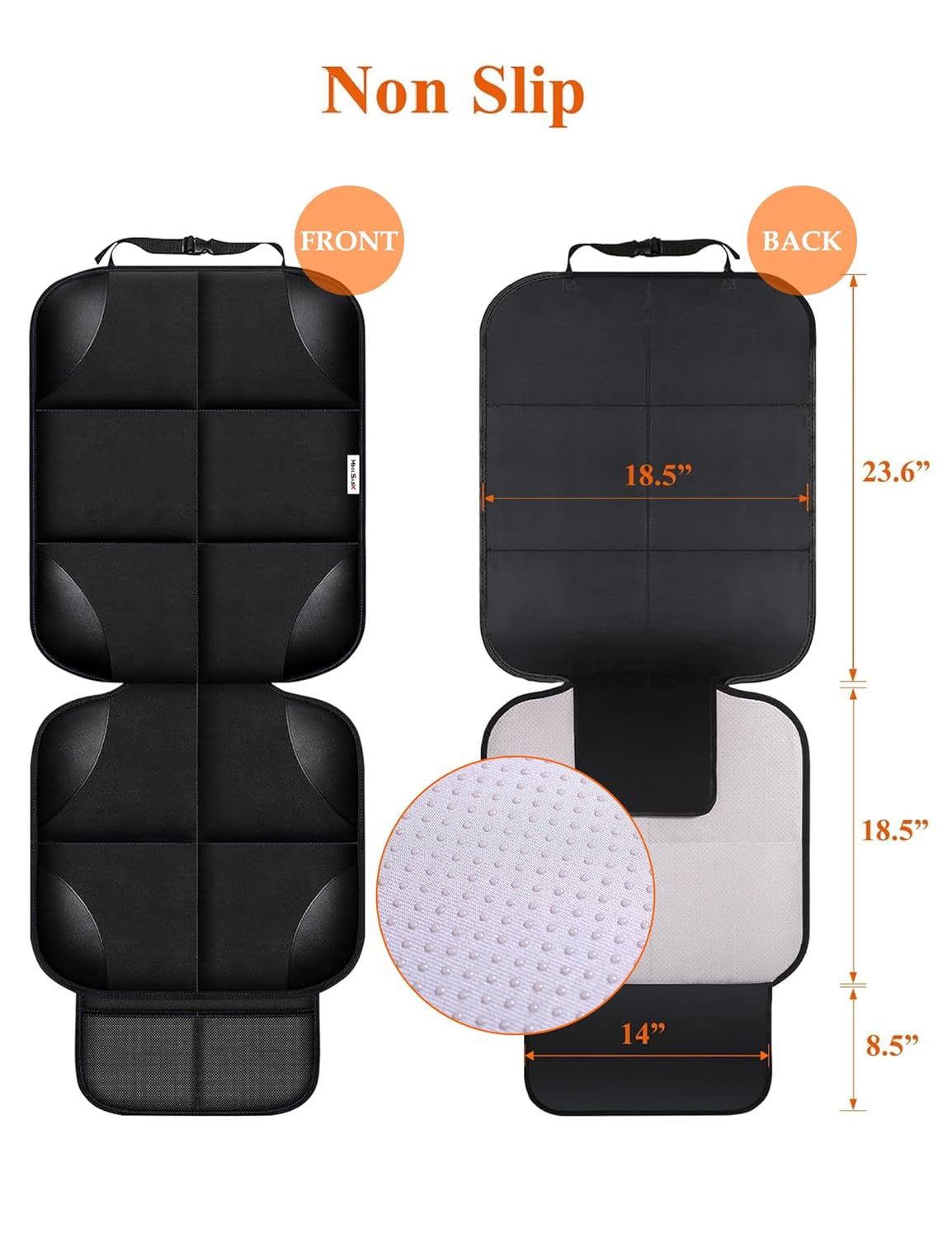 Meolsaek Car Seat Protector for Child Car Seat, Durable 600D Fabric Waterproof Car Seat Cover with Thick Pad Non-Slip Backing (No Imprints) (1 pc -Black)