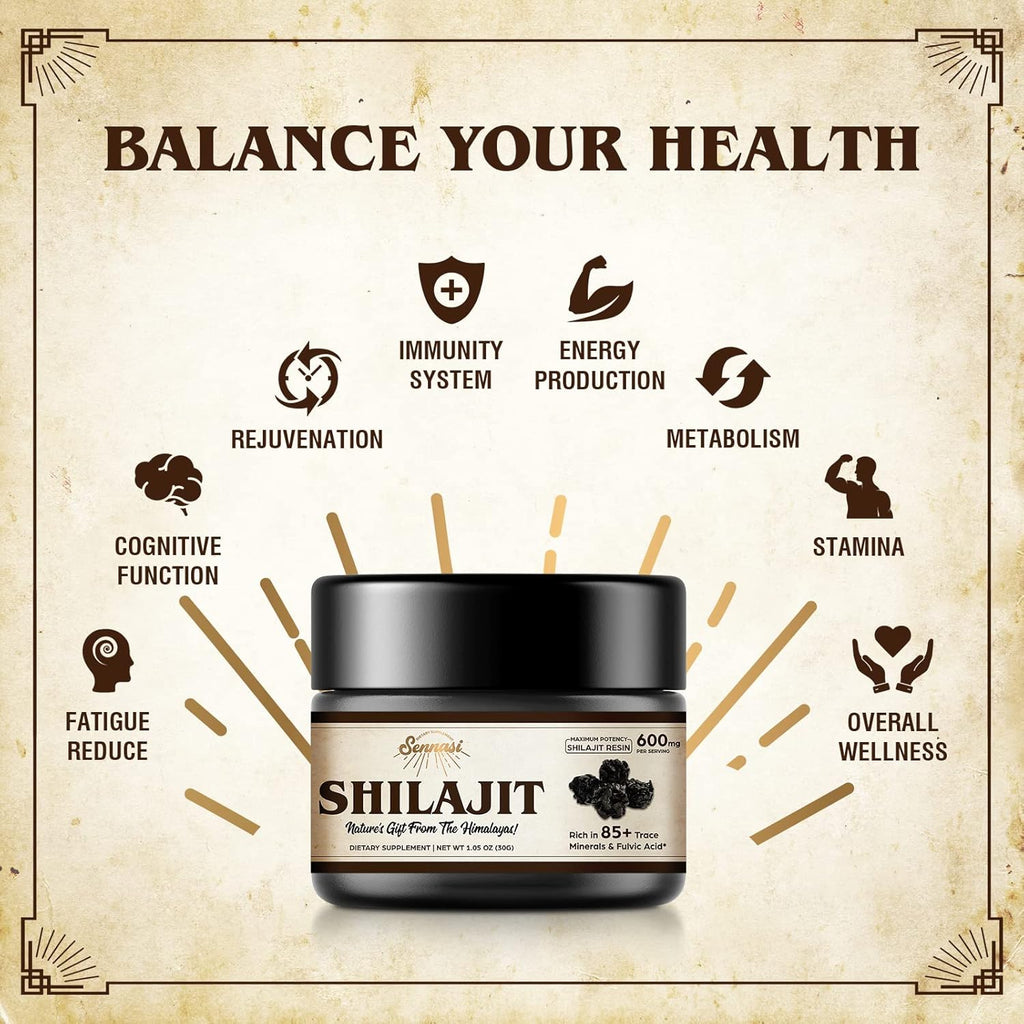 Shilajit Pure Himalayan Organic Shilajit Resin - 600mg Maximum Potency Natural Organic Shilajit Resin with 85+ Trace Minerals & Fulvic Acid for Energy, Immune Support, 30 Grams (1 Pack)