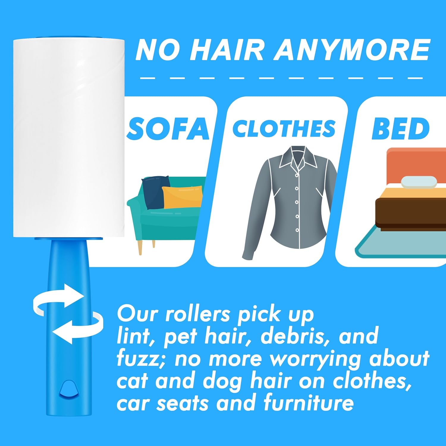 Extra Sticky Lint Roller, Mega Value Set 400 Sheets for Pet Hair Removal, Dog and Cat Lint Remover for Clothes, Furniture, Carpet