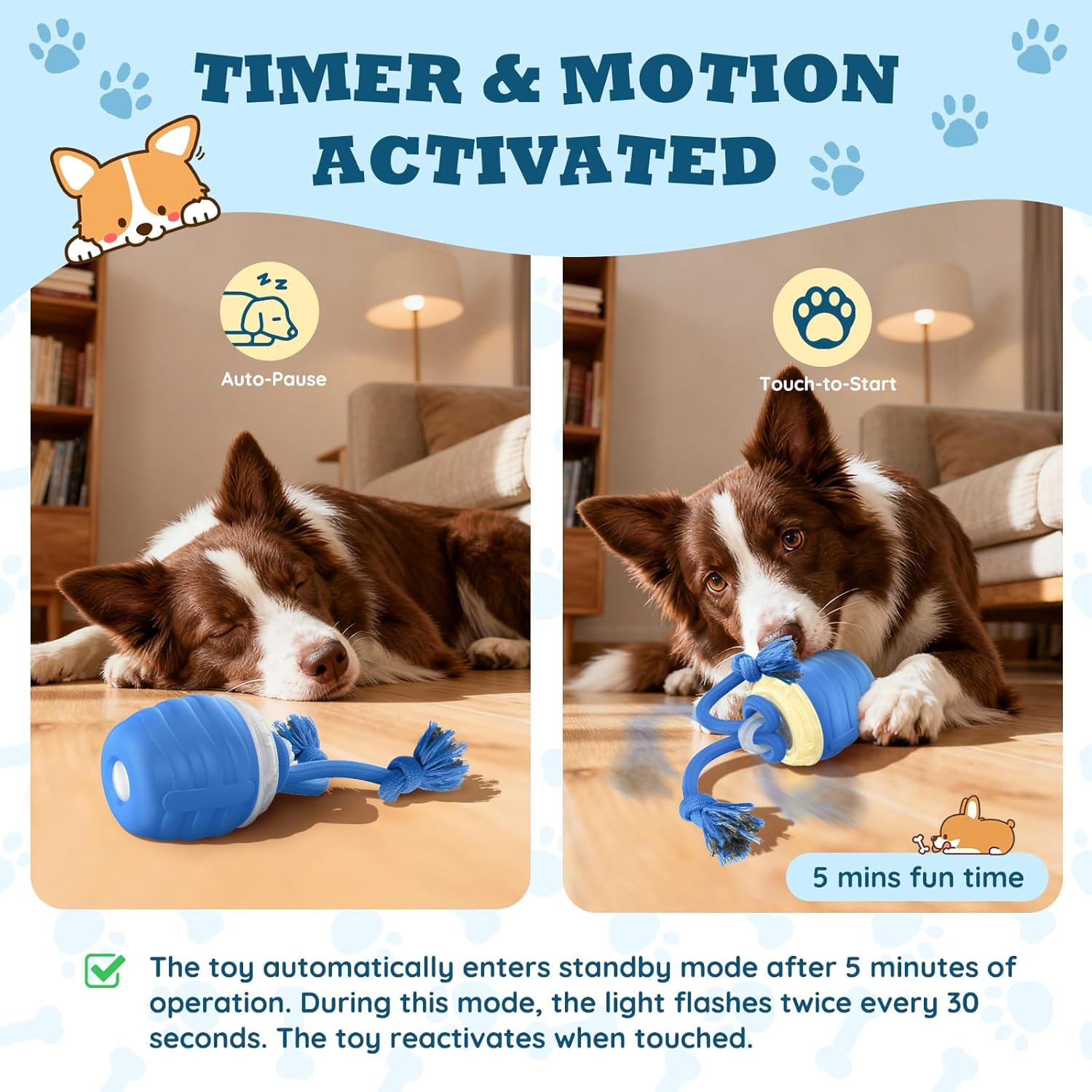 Interactive Dog Toys - 2026 Upgraded Motion Activated Balls for Medium/Large Dogs, Automatic Moving Dogs Toy Wicked Ball for Boredom, Interactive Dog Ball to Keep Them Busy(Blue)