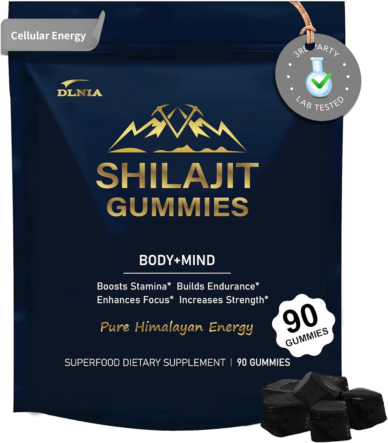 Shilajit Gummies with Ashwagandha, Seamoss, Turmeric - Organic, Zero Sugar & Vegan-Friendly Himalayan Shilajit for Men & Women - Energy, Calm Cosrtisol, Sleep, Immune Support & Overall Health