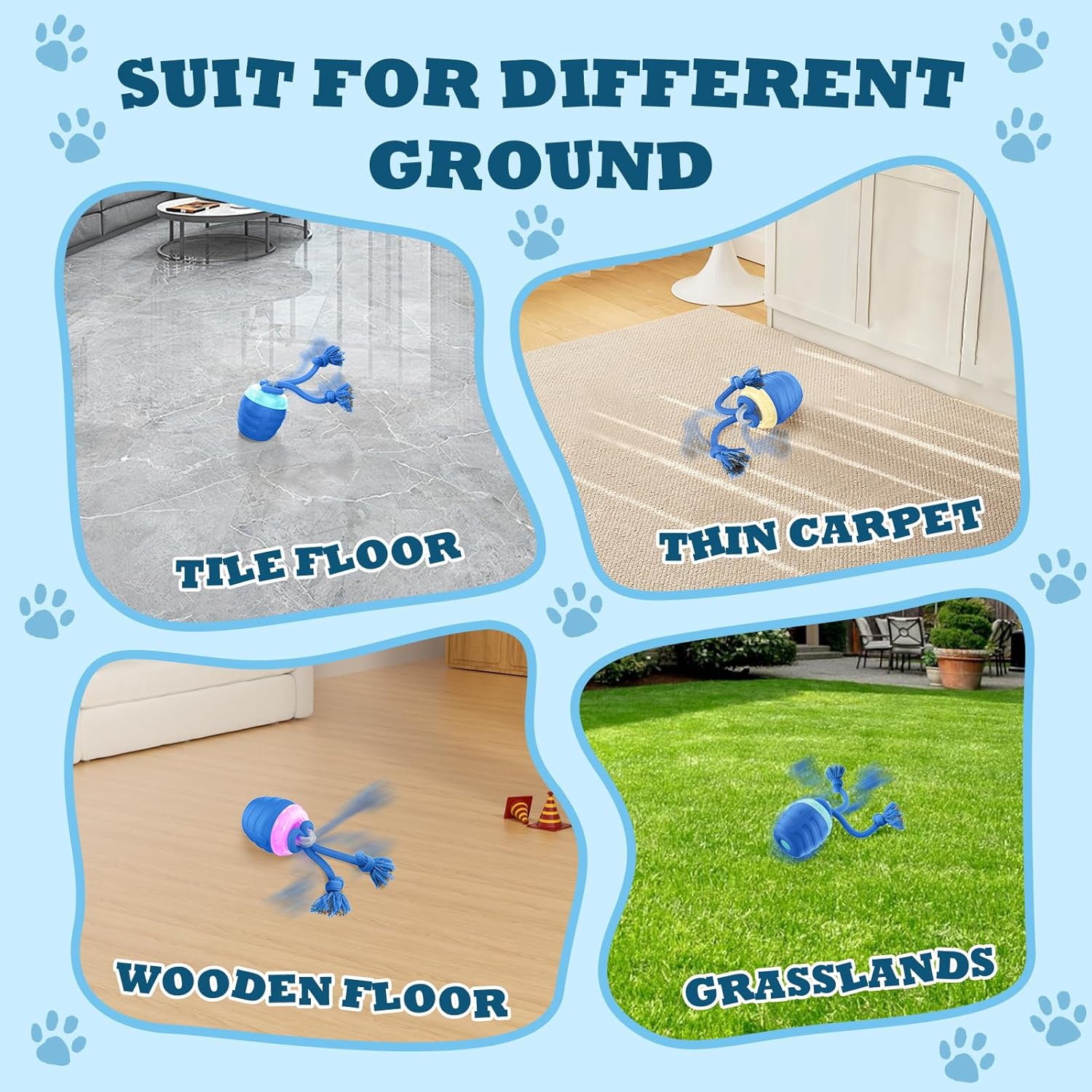 Interactive Dog Toys - 2026 Upgraded Motion Activated Balls for Medium/Large Dogs, Automatic Moving Dogs Toy Wicked Ball for Boredom, Interactive Dog Ball to Keep Them Busy(Blue)