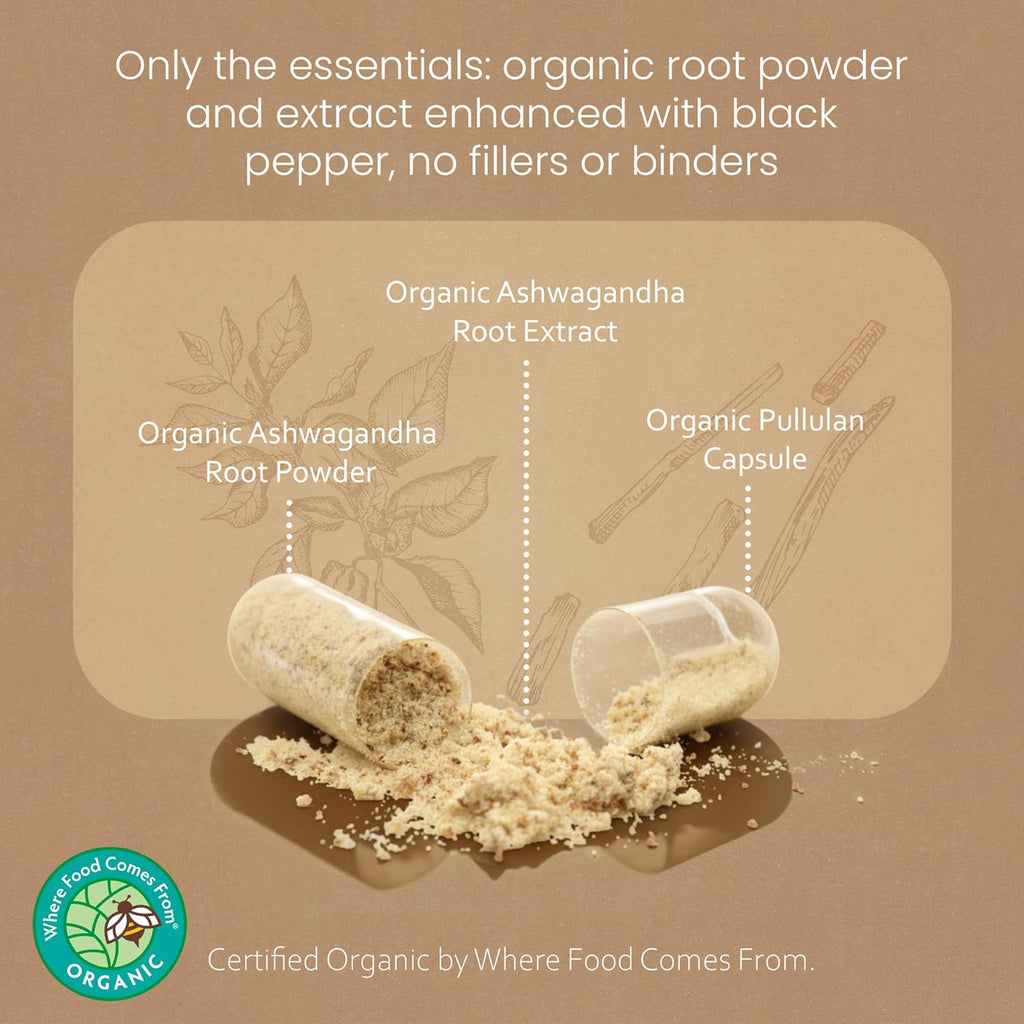 NaturaLife Labs Organic Ashwagandha 2100 mg per Serving – Root Powder & Extract – 100 Capsules – Vegan, Non-GMO, Gluten-Free