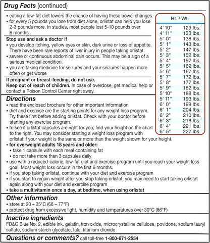 alli Weight Loss Diet Pills, Orlistat 60 mg Capsules, Non Prescription Weight Loss Aid, 120 Count Refill Pack
