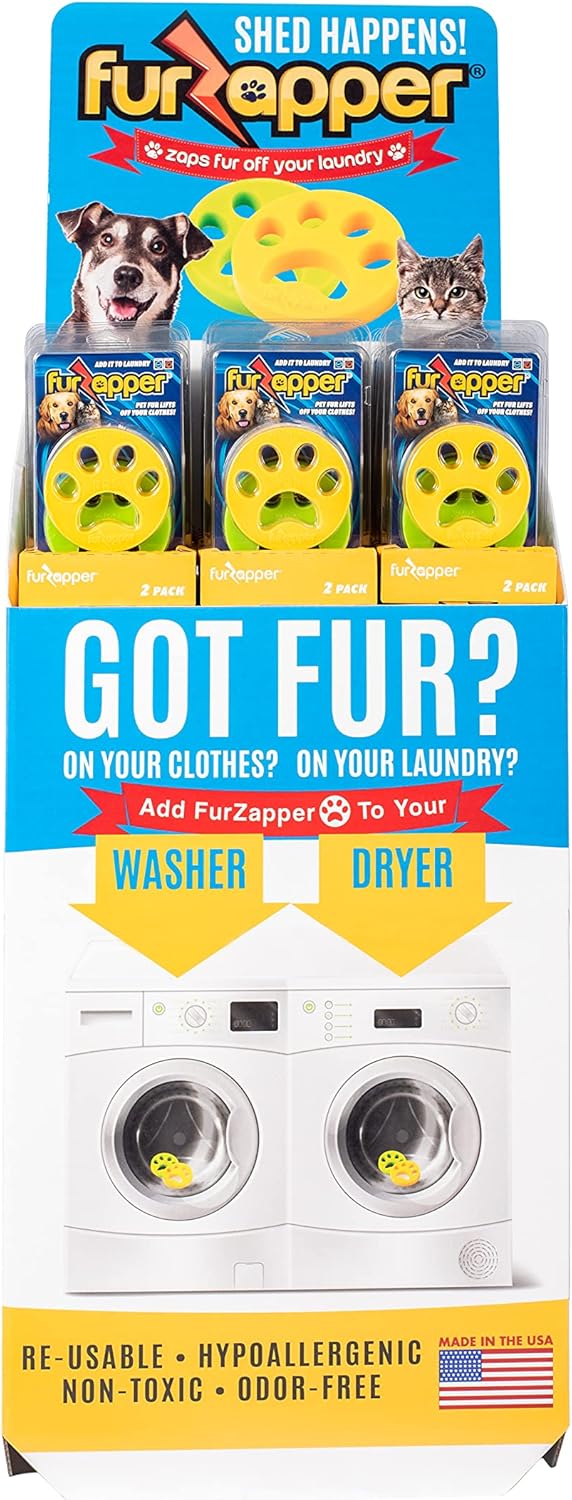 FurZapper Pet Hair Remover for Laundry, 2 Pack - Reusable Dog & Cat Hair Remover Tool As Seen on Shark Tank - Removes Pet Fur, Hair, Lint, Dander From Clothes & Laundry - Use 1 FurZapper Per Pet