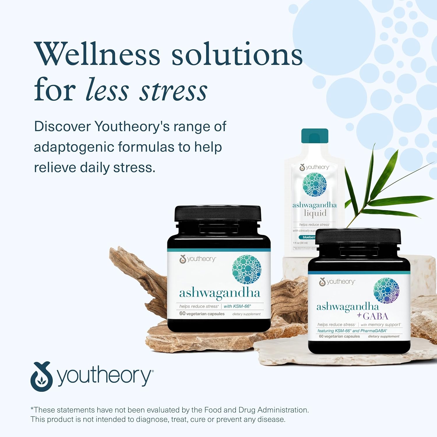 Youtheory Ashwagandha - 1,000 mg - Stress Support Supplement - Cortisol Support Supplement - Gluten, Dairy & Soy Free - 60 Vegetarian Capsules