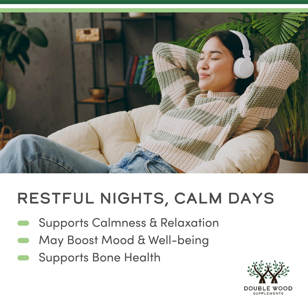 Double Wood Supplements Magnesium Glycinate 400mg | 180 Capsules | Sleep, Muscle, & Heart Support | Vegan, Third Party Tested, Gluten Free, Non-GMO