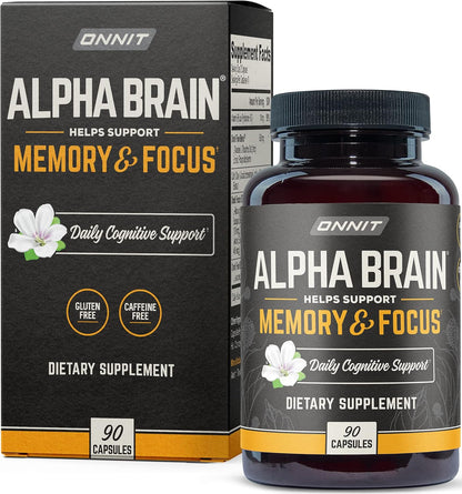 Alpha-Brain Cognitive Enhancement Nootropic Capsules - Memory Support, Mental Clarity & Focus - Brain Health Supplement with L-Theanine, Vitamin B6 & Phosphatidylserine - 90 Count