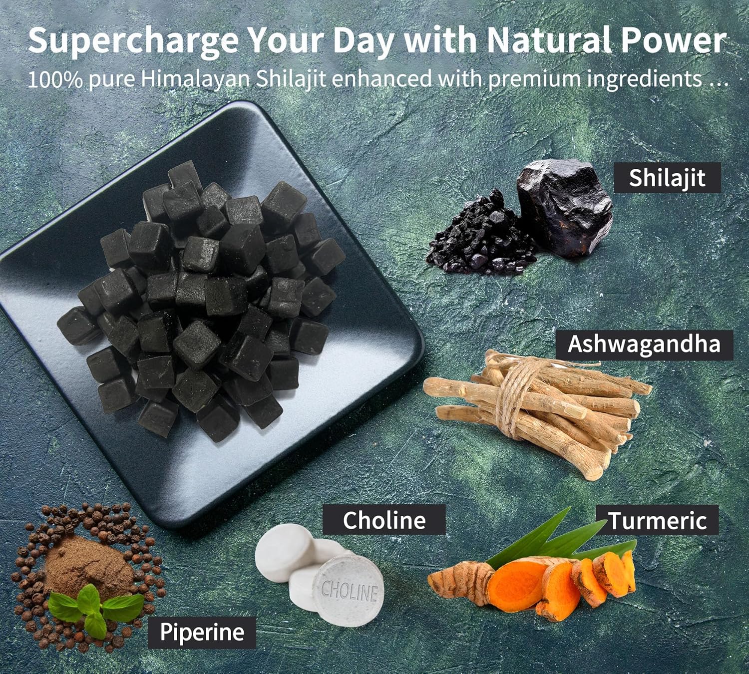 Shilajit Gummies with Ashwagandha, Seamoss, Turmeric - Organic, Zero Sugar & Vegan-Friendly Himalayan Shilajit for Men & Women - Energy, Calm Cosrtisol, Sleep, Immune Support & Overall Health