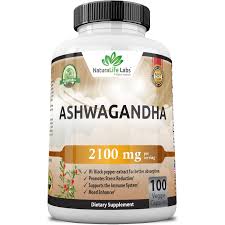 NaturaLife Labs Organic Ashwagandha 2100 mg per Serving – Root Powder & Extract – 100 Capsules – Vegan, Non-GMO, Gluten-Free